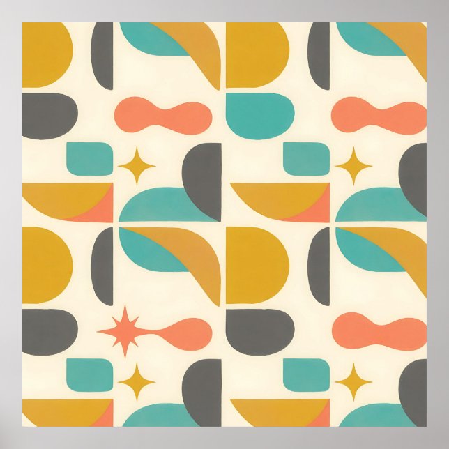 Affiche Mid Century Modern Abstract Pattern (Devant)