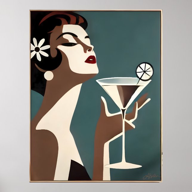 Affiche Mid Century Modern Art The Martini DIva (Devant)