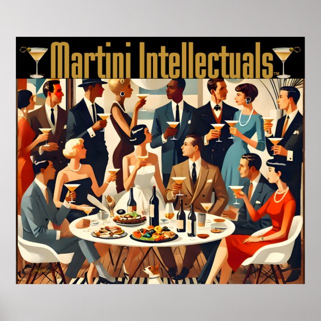 Affiche Mid Century Modern The Martini Intellectuals  (Devant)