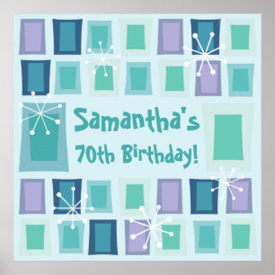 Affiche Mid Century Moderne 70e Anniversaire Aquamarine