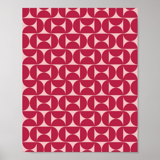 Affiche Mid-Century Moderne Motif Abstrait Magenta (Devant)