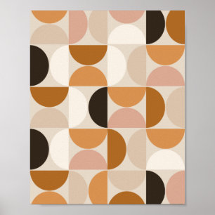Affiche Mid Century Moderne Rétro Motif Brown Tons de la T