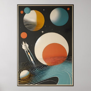 Affiche Mid Century Space Age Art Galaxy Waves