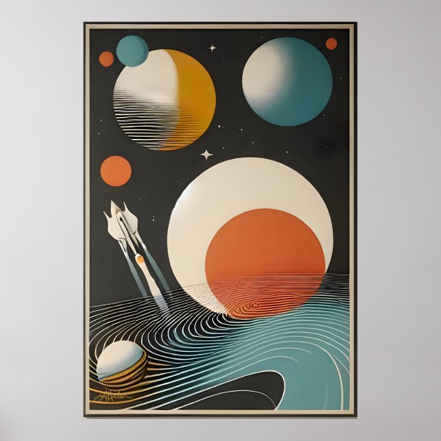 Affiche Mid Century Space Age Art Galaxy Waves (Devant)