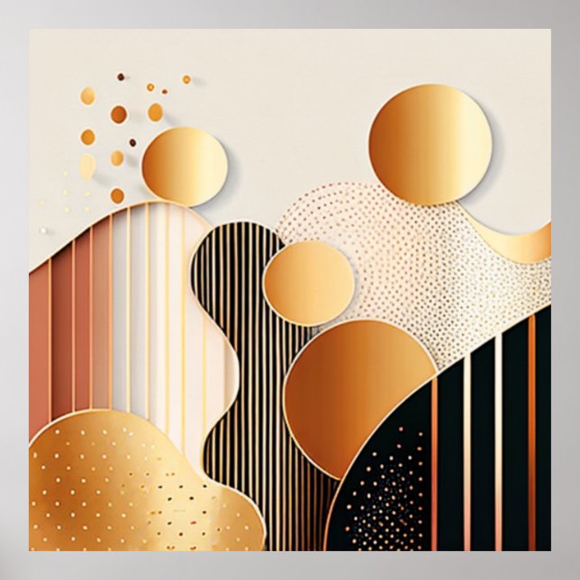 Affiche Mid Century Terracotta Brown et beige (Devant)