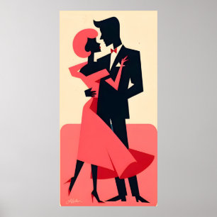 Affiche Mid Century Valentine Dancing Couple