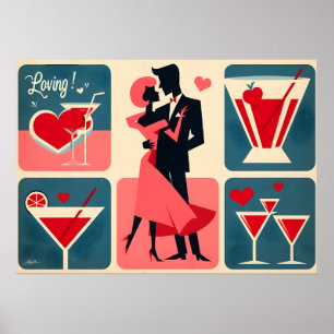 Affiche Mid Century Valentine Dancing Couple