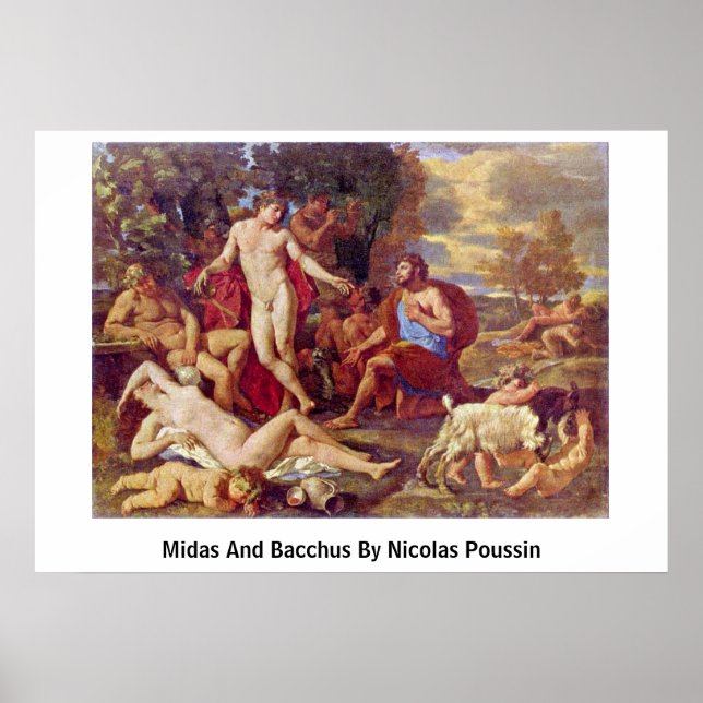 Affiche Midas Et Bacchus Par Nicolas Poussin (Devant)