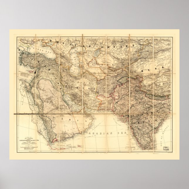 Affiche Middle East Map (1885) (Devant)