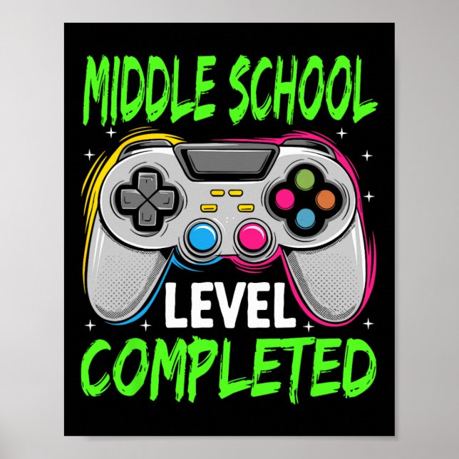 Affiche Middle School Level Complete Gamer Cl Of 2025 Grad (Devant)