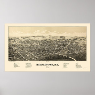 Affiche Middletown, NY Carte panoramique - 1887