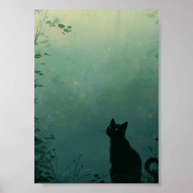 Affiche Midnight Familiar – Art Fantastique avec Chat (Devant)