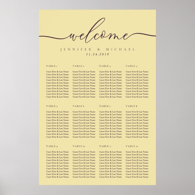 Affiche Midnight Fig & Champagne Welcome Wedding Seating (Devant)