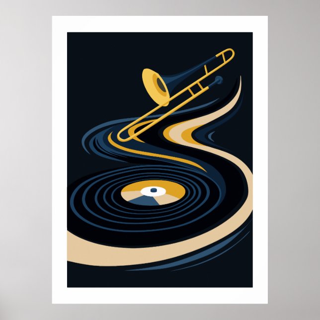 Affiche Midnight JazzyTrombone & Art de disque vinyle  (Devant)