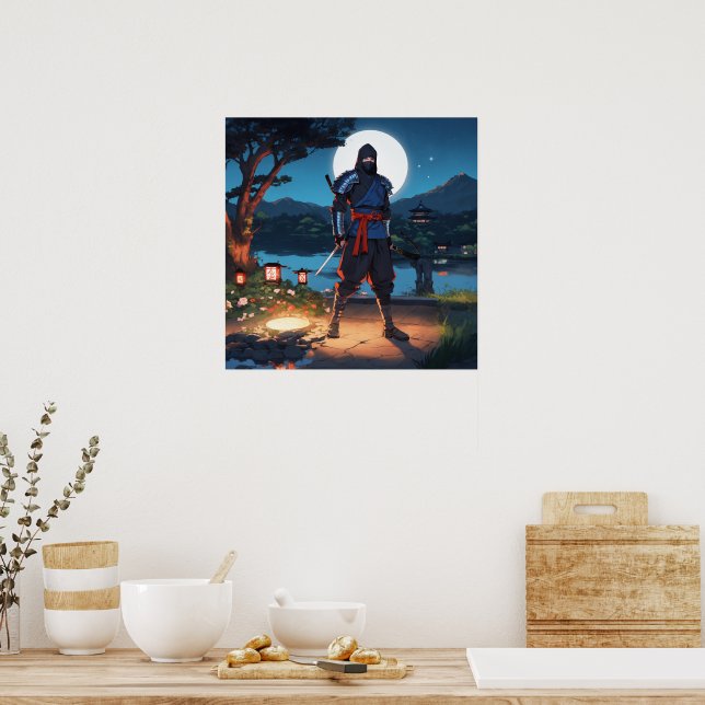 Affiche Midnight Shinobi : Guerrier Ninja sous la lumière  (Cuisine)