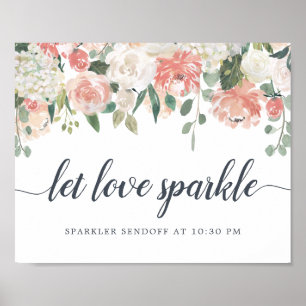 Affiche Midsummer Floral Wedding Sparkler Sendoff Sign