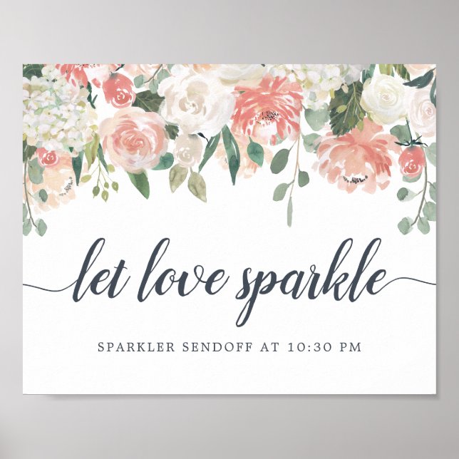 Affiche Midsummer Floral Wedding Sparkler Sendoff Sign (Devant)