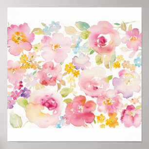 Affiche Midsummer Watercolor Pink Floral