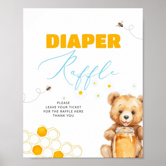 Affiche Miel Bee Boy Girl Baby shower Déchets Raffle (Devant)