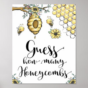 Affiche Miel de ruche fleurie Miel doux Abeille Guess Hone