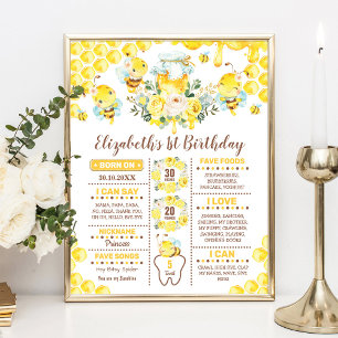 Affiche Miel mignon abeille 1er anniversaire Statistiques