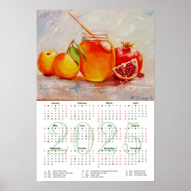 Affiche Miel, pommes et grenades. Calendrier artistique 20 (Devant)