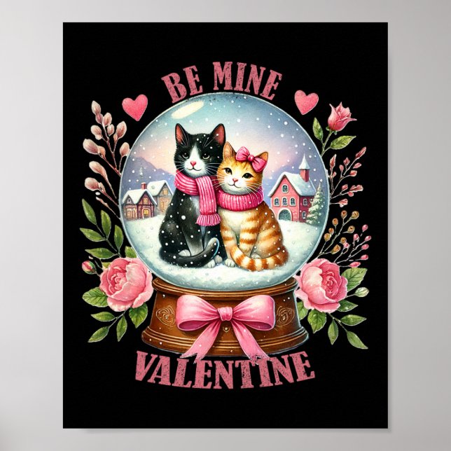 Affiche Mienne Saint-Valentin Chaton Mignon Boule à Neige  (Devant)