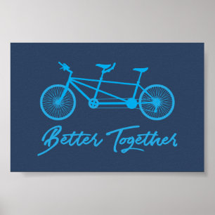 Affiche Mieux Ensemble Vélo Tandem Bleu