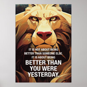Affiche Mieux que hier Citations Motivationnelles Lion
