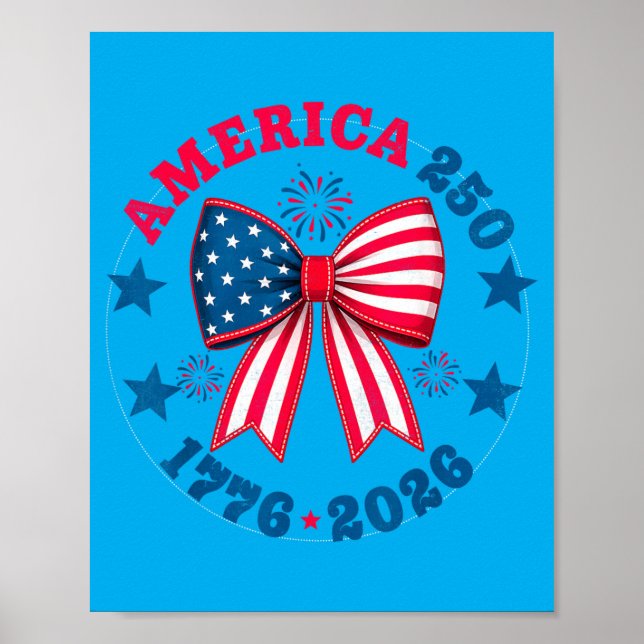Affiche Mignon 250e anniversaire États-Unis fille patrioti (Devant)