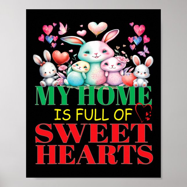 Affiche Mignon adorable ma maison est pleine de cœurs doux (Devant)