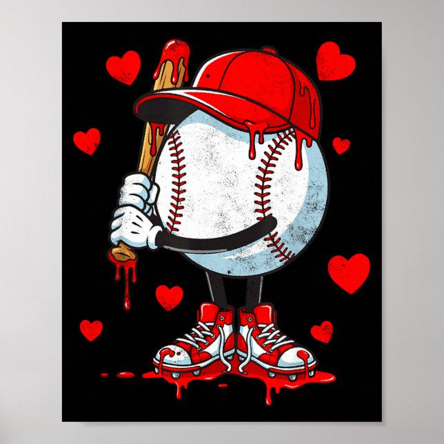 Affiche Mignon amateur de baseball dégoulinant Saint-Valen (Devant)