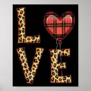 Affiche Mignon Amour Carreaux Cœur Léopard Saint Valentin