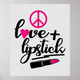 Affiche mignon amour de paix rouge à lèvres maquillage art