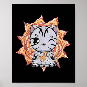 Affiche Mignon Anime Chat Américain à Poil Court Sensibili