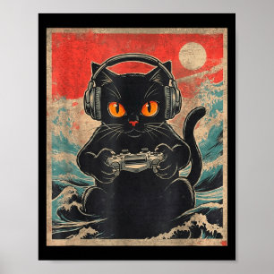 Affiche Mignon Anime Joueur Kawaii Chat Cadeau de jeu japo