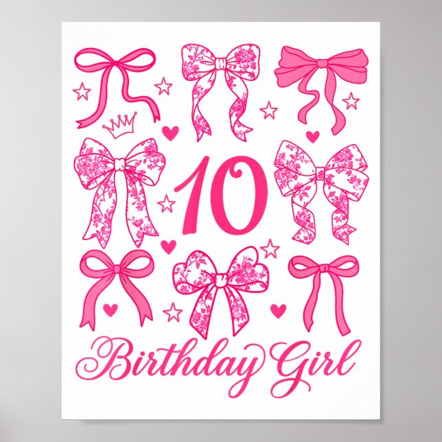 Affiche Mignon arc coquette 10 ans anniversaire filles 10è (Devant)