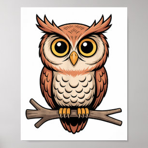 Affiche Mignon Art de Hibou Pour Hommes Femmes Enfants Hib