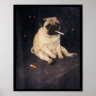Affiche Mignon Bouledogue Smoking Meme Cigarette Chien Mem