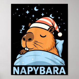 Affiche Mignon Capybara Endormi Drôle Napybara Pyjama