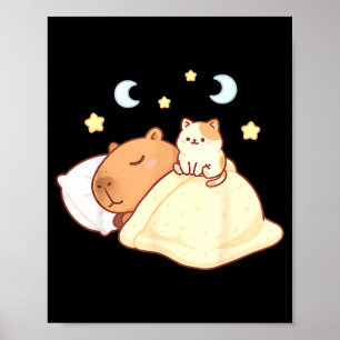 Affiche Mignon Capybara Kawaii Pyjama de Sommeil Sleepybar