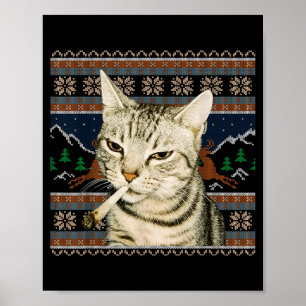 Affiche Mignon Chat Fumeur Mème Noël Sweat Ugly Chat