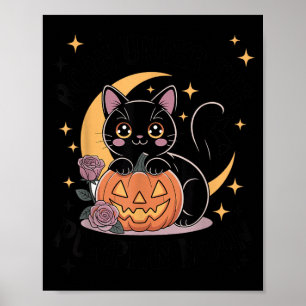 Affiche Mignon chat noir Halloween pastel gothique sorcièr