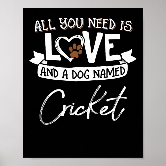 Affiche Mignon Chien Nommé Conception Cricket Pour Femmes  (Devant)