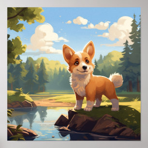 Affiche Mignon chiot Corgi Gallois