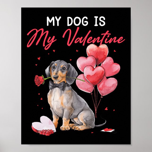 Affiche Mignon chiot teckel Saint-Valentin propriétaire Mo (Devant)
