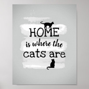 Affiche mignon citation de chat gris et blanc design de pe