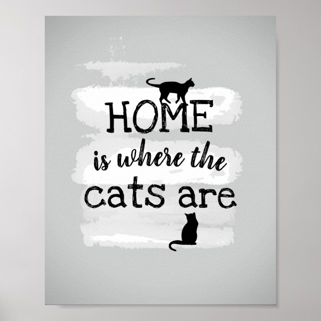 Affiche mignon citation de chat gris et blanc design de pe (Devant)