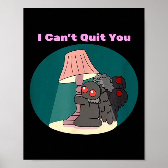 Affiche Mignon cryptide mothman ne peut pas quitter l'humo (Devant)