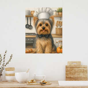 Affiche Mignon Cuisinier Maison Chien Drôle Yorkshire Terr